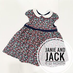 Janie and Jack Floral Baby Dress 6-12 month Peter Pan Collar